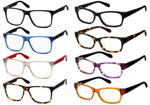 Glasses isolated on white background, in various colors 写真素材