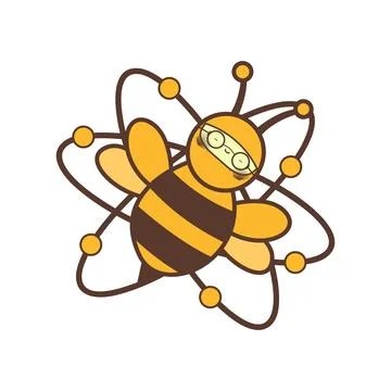 Glasses lazy atomic bee funny character for logo and vector icon Stock Illustration