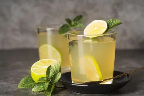 Glasses with lemonade table Resolution and high quality beautiful photo Stock Photos