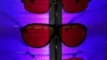 Glasses in lighting device that changes color HD Footage
