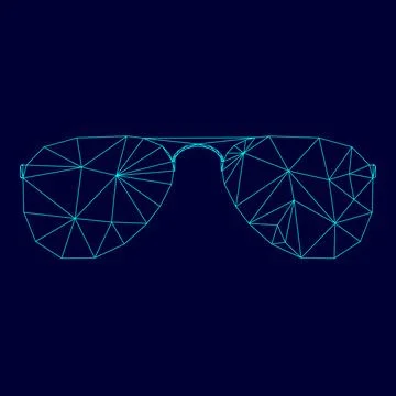 Glasses low poly triangulation triangulated polygonal electric cyan blue vibr Stock Illustration
