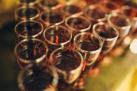 Glasses of malt whiskey on a table Stock Photos