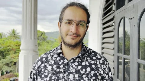 Glasses man with beard laughing  Stock Footage 232397907