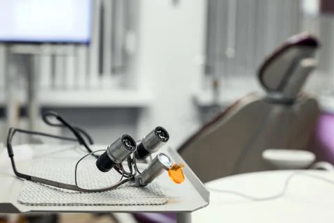 Glasses-microscope of the dentist, spectacles magnifying binocular Stock Photos