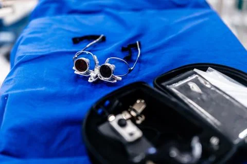Glasses-microscope of the surgeon, spectacles magnifying bincoluar Stock Photos