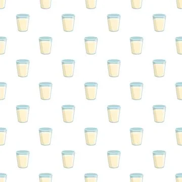 Glasses of milk seamless pattern for healthy drinks Stock Illustration