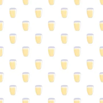 Glasses of milk seamless pattern on white background Stock Illustration