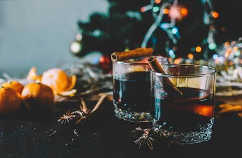Glasses With Mulled Wine Stock Photos