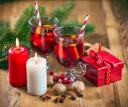 Glasses of mulled wine Stock Photos