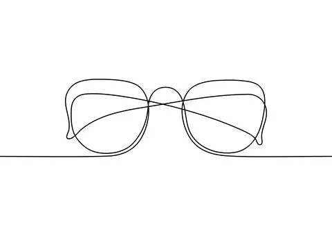 Glasses one black single continuous line art drawing style, sunglasses outlin Stock Illustration
