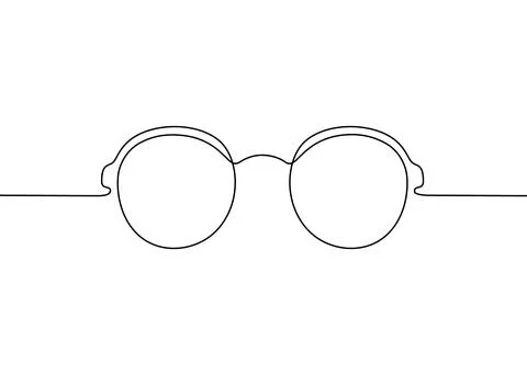 Glasses one black single continuous line art drawing style, sunglasses outlin Stock Illustration