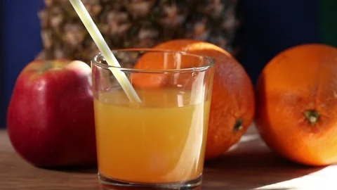 Glasses orange juice Stock Footage 73724432