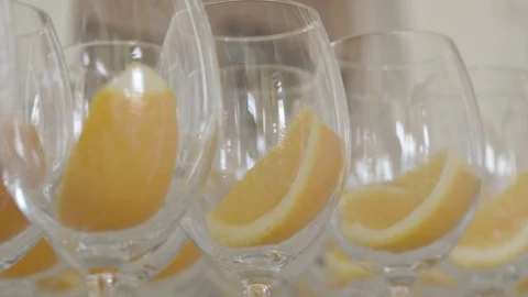 Glasses With Orange Slices Stock Footage 90631259