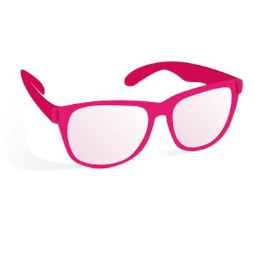 Glasses, pink on a white background with shadow Stock Illustration