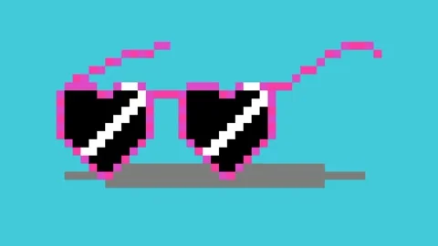 Glasses pixel animation for summer Stock Footage 244844751