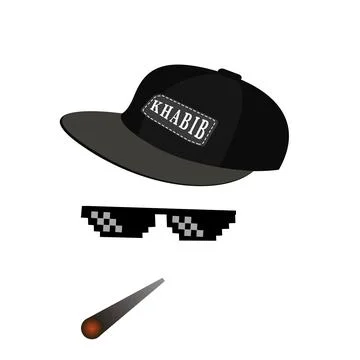 Glasses pixel vector icon. Pixel Art Glasses of Thug Life Meme and smoke wi.. Stock Illustration