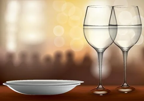 Glasses With Plate On Defocused Background Stock-Illustration
