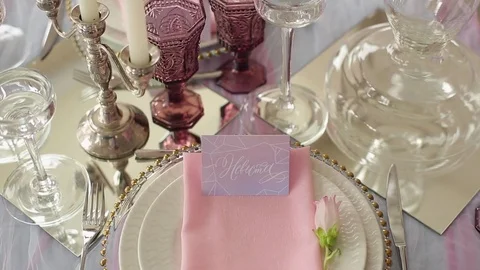 Glasses in plates in restaurant Stock Footage 73140003