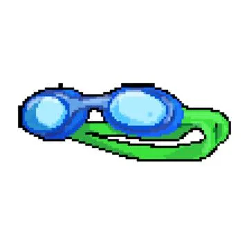 Glasses pool goggles pixel art vector illustration Stock Illustration