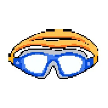 Glasses pool goggles pixel art vector illustration Stock Illustration