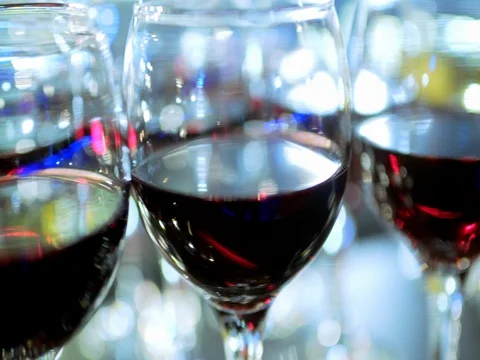 Glasses of red wine are on the bar Stock Footage 81451943