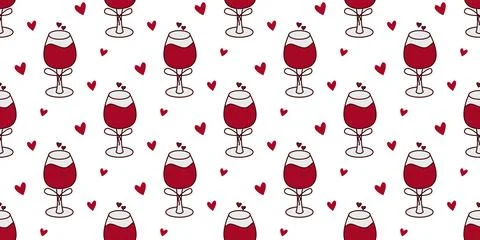 Glasses with red wine seamless pattern Stock Illustration