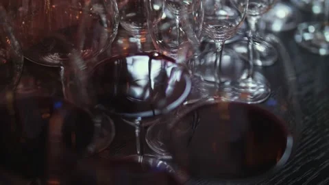 Glasses of red wine on the table Stock Footage 225490516