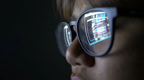 Glasses reflecting website close-up 4k UHD (3840x2160) Stock Footage 61245142