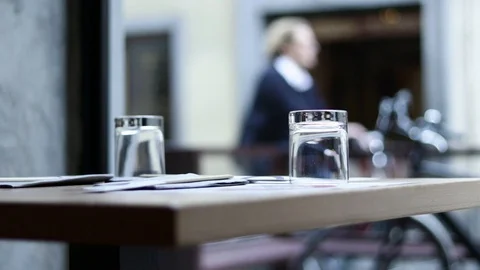 Glasses reflection, ramen bar Florence, Italy, HD Stock Footage 93661281