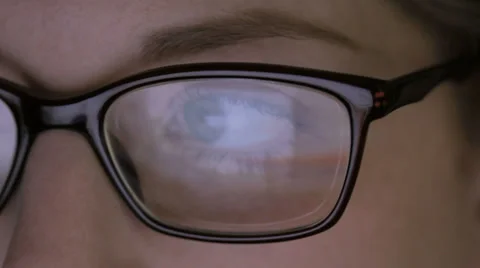 Glasses Reflection Technology Screen Stock Footage 35171566