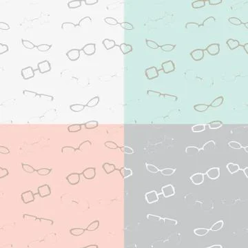 Glasses Seamless Pattern in 4 Subtle Color Schemes Stock Illustration