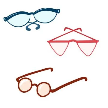 Glasses set. Accessory. Different Reading glasses. Vector cartoon illustratio Stock Illustration