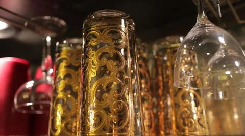 Glasses On Shelf Stock Photos