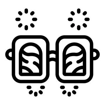 Glasses showing fireworks display with exploding celebration lights icon Illustrazione stock