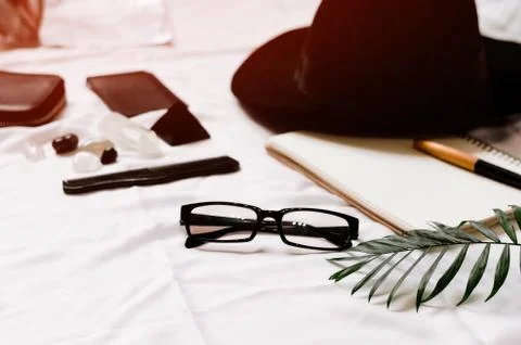 Glasses for sight. hat and a comb for the road. Stock Photos