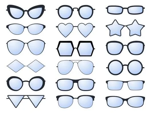 Glasses silhouette. Various eyeglasses frames for men and women fashionable Illustrazione stock