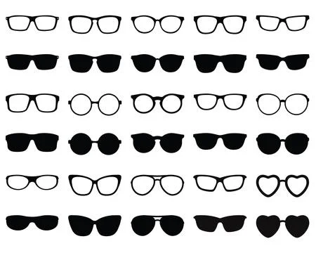 GLASSES SILHOUETTE VECTOR ART Stock Illustration