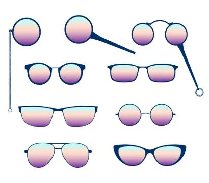 Glasses silhouette vector set. Stock Illustration
