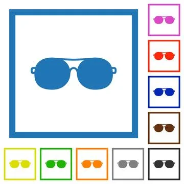 Glasses solid flat framed icons Illustrazione stock