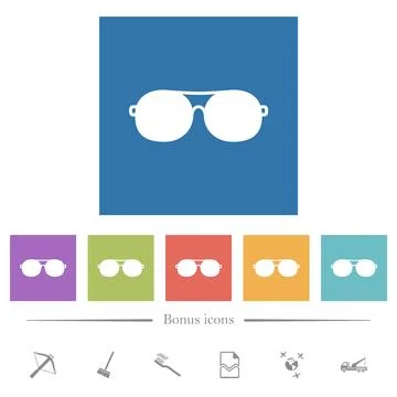 Glasses solid flat white icons in square backgrounds 库存插图