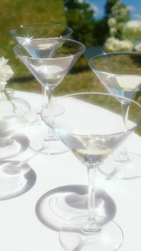 Glasses of sparkling wine on festive event. Champagneat a banquet in restaurant. Stock-Footage 338051212