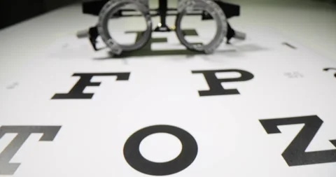 Glasses with table for checking vision and selecting lenses 스톡 동영상 265230842
