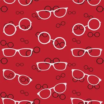 Glasses vector art background design for fabric and decor. Seamless pattern Stock Illustration