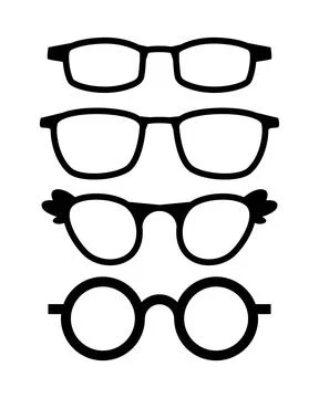Glasses Vector Outline Icon Set Stock Illustration