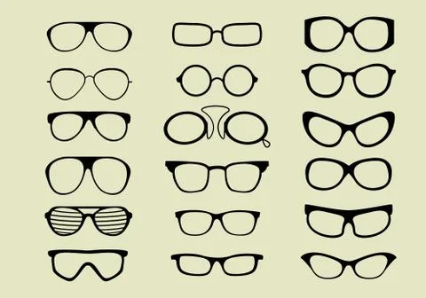 Glasses vector set isolated white background Stock Illustration