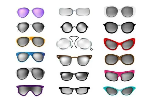 Glasses vector set isolated white background Stock Illustration