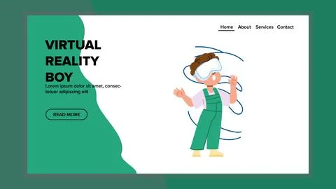 Glasses virtual reality boy vector Stock Illustration