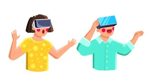 Glasses vr virtual reality kid vector Stock Illustration