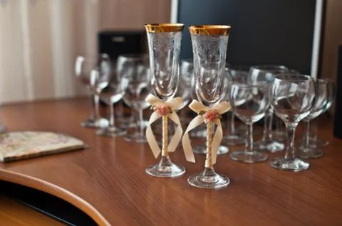 Glasses on wedding. Stock Photos