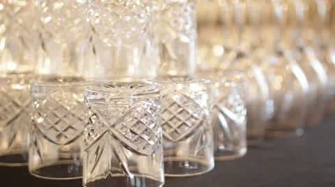 Glasses at a wedding ready for service. 스톡 동영상 66523459